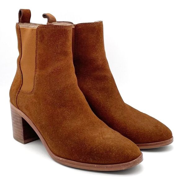 Banana Republic Suede Block Heel Chelsea Boot Whiskey Brown Suede Women’s Size 7 - Picture 5 of 16